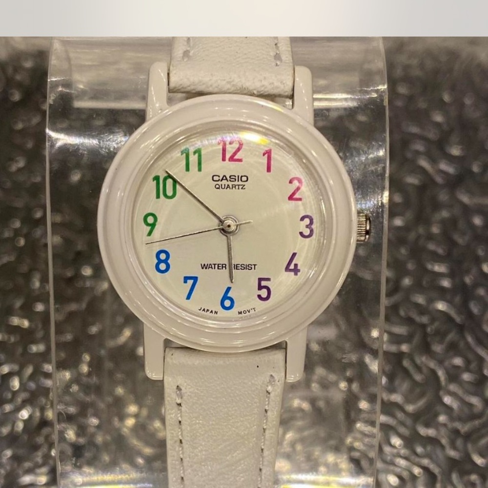 Casio White Watch with Colorful Dial